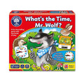 Red board game box featuring a cartoon wolf, bunny, and hedgehog in a grassy field holding analog and digital clock cards.