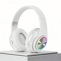 Wireless Bluetooth headset by dealonline.co.nz with foldable stereo earphones, LED indicator, and sleek white design.
