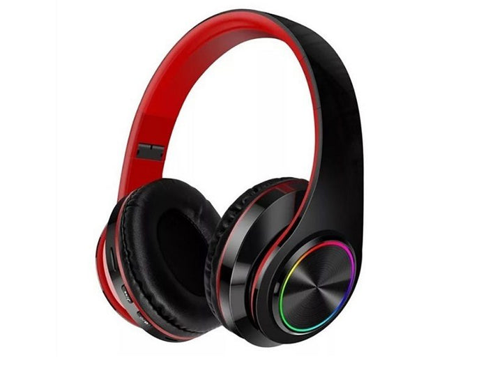 Wireless Bluetooth headset by dealonline.co.nz featuring foldable stereo earphones with LED indicators and white design.