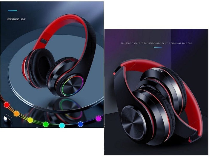 White wireless Bluetooth headset with foldable stereo earphones, LED indicators, and comfortable over-ear design by dealonline.co.nz