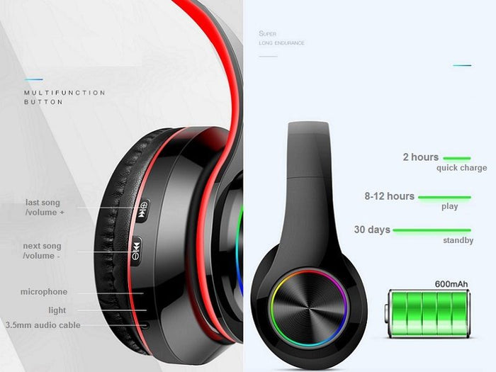 Wireless Bluetooth headset with foldable stereo earphones, LED indicator, in white, from dealonline.co.nz.