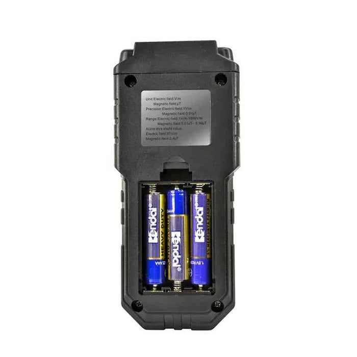 WinAPEX ET825 handheld EMF meter with LCD display and alarm, designed to measure electromagnetic radiation for health and safety.
