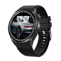 Black wireless charger and sport smart watch from Mead's Supply, with heart rate monitor, Bluetooth calling, health tracking, and 7-day battery