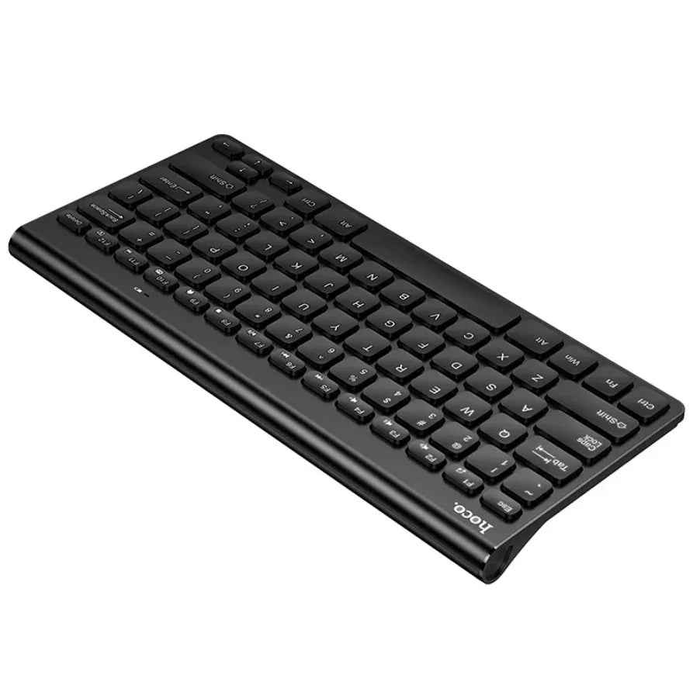 Wireless mini keyboard by TechPlus with USB nano receiver, compact design, black keys, and integrated multimedia functions.