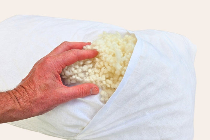 Do Not Disturb Sleep Company Wisewool™ Cloud Pillow with super-soft, plush fabric and supportive filling, perfect for comfortable sleep.