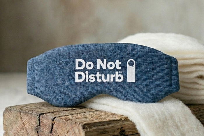 Ocean blue Wisewool™ Sleep Mask by Do Not Disturb Sleep Company, soft fabric sleep mask for comfortable rest.