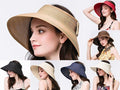 Women and girl foldable straw sun visor hat with wide brim, perfect for beach and summer, by dealonline.co.nz