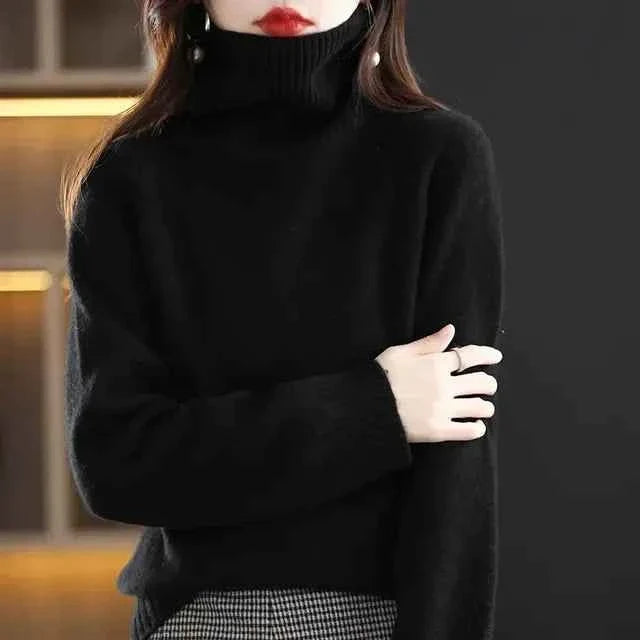 Women's green Merino wool high neck sweater top by Mead's Supply & Equipment Outfitters, cozy and stylish for cold weather.
