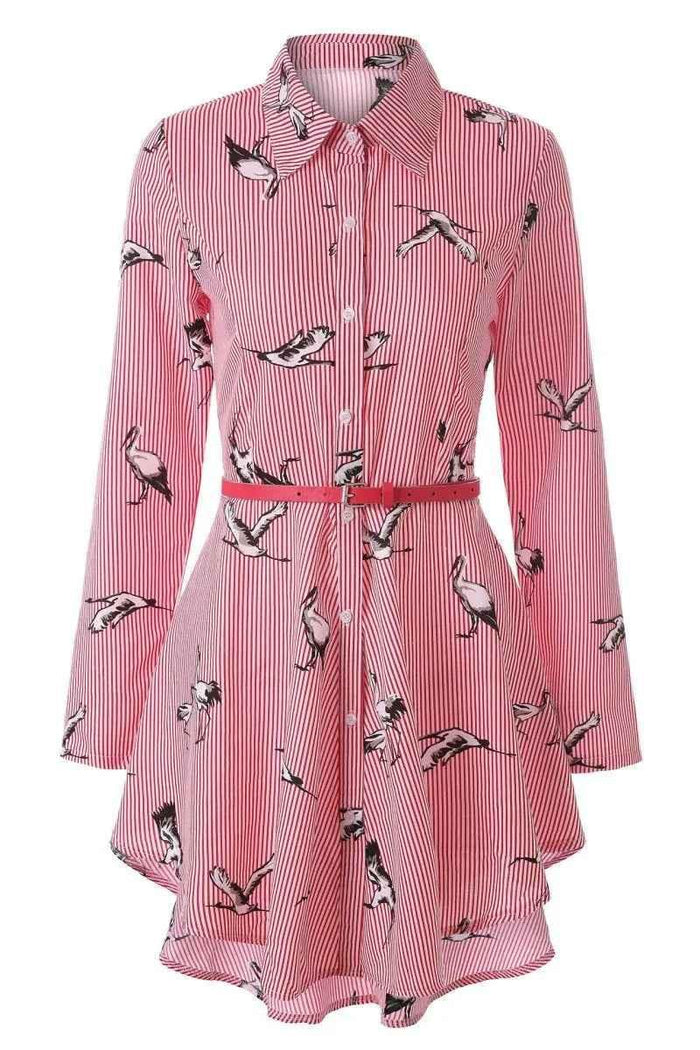 Stylish 3Sixty5 women's bold stripe blouse dress in Tibetan blue, featuring a fashionable and comfortable dress design.