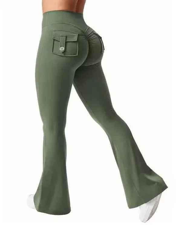 Black Women's Booty Boost Yoga Pants by Stylish 3Sixty5, featuring a comfortable, fitted design for active wear.