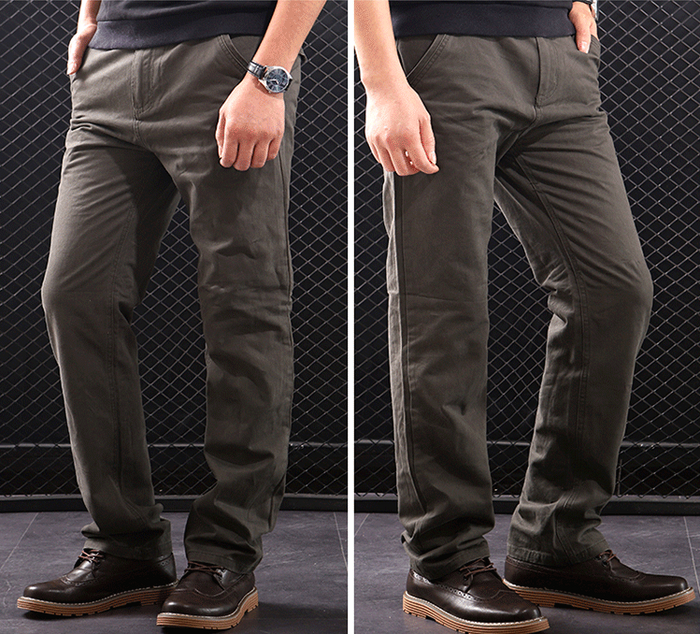 Black, grey, and green cotton work pants in sizes 30 to 35 from dealonlinenz, featuring comfortable fit and durable fabric.