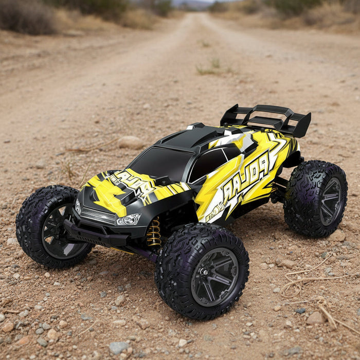 X-Large 45km/h off-road RC Truggy with 2 batteries, high-speed electric model from dealonline.co.nz, rugged design and powerful tires.