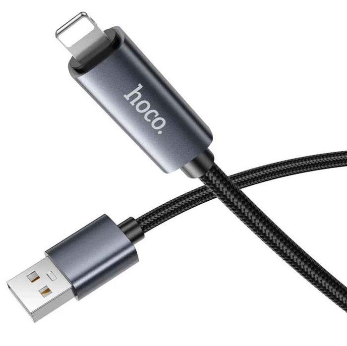 Techplus X112 USB to iPhone fast charging cable with 2.4A current and LED display for monitoring charging status.