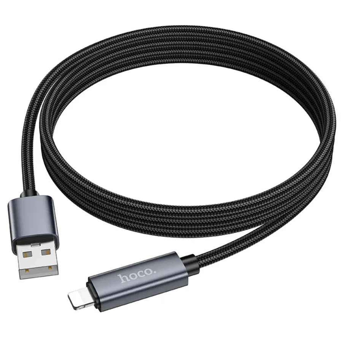 Techplus X112 USB to iPhone fast charging cable with LED display, 2.4A power transfer, durable design for efficient charging.