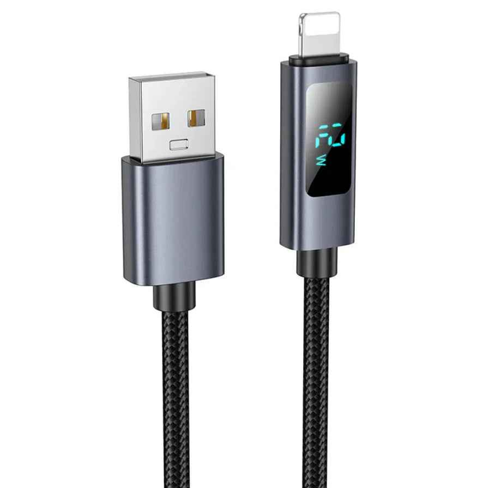 Techplus X112 USB to iPhone fast charging cable with LED display, 2.4A power output and durable design.