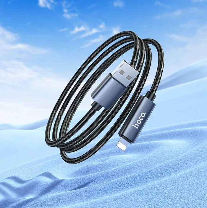 Techplus X112 USB to iPhone fast charging cable with 2.4A LED display, durable design, and compatible with iPhone devices.