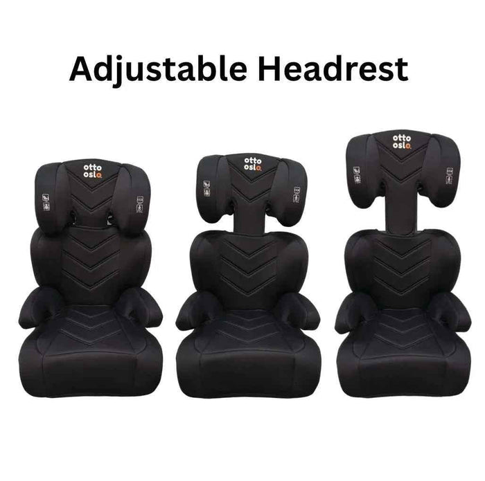 Baby Way NZ Zen i-Size booster car seat with ISOFIX and adjustable headrest in black, designed for toddler safety and comfort.
