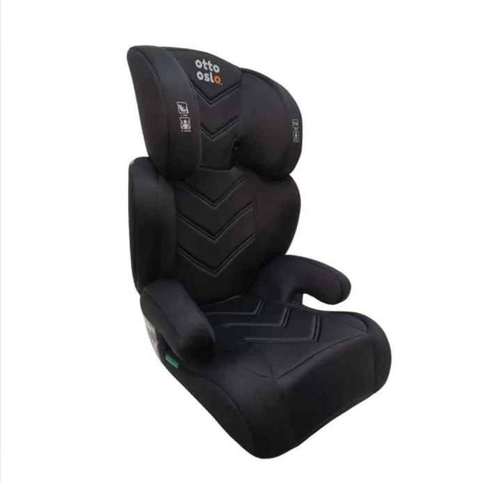 Black Baby Way NZ Zen i-Size booster car seat with ISOFIX and adjustable headrest for baby and toddler safety.