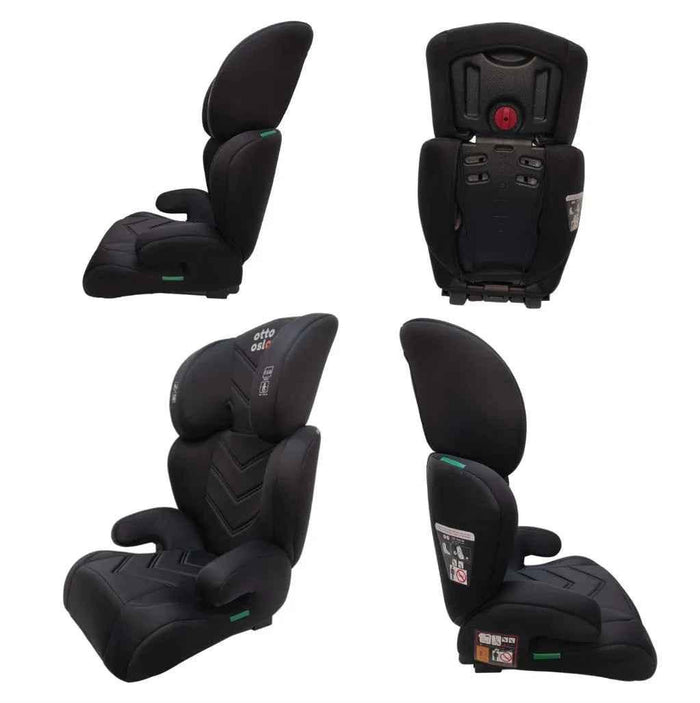 Baby Way NZ Zen i-Size booster car seat with ISOFIX and adjustable headrest in black, designed for baby and toddler safety.